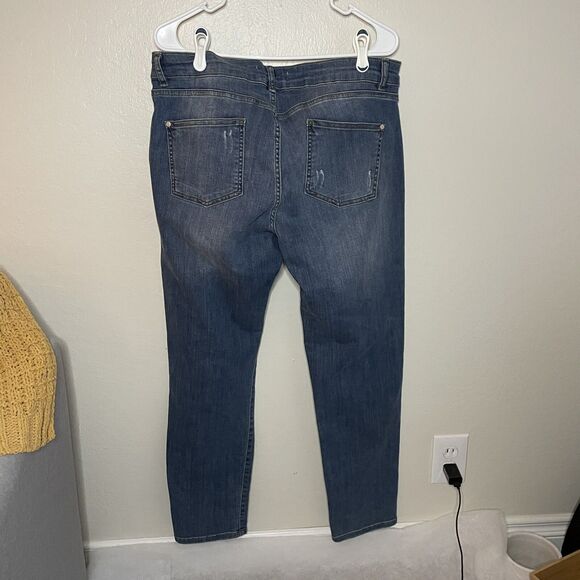 Dolcezza Jeans Denim Lightly Distressed Dark Wash Print Blue Women Size 16 - Picture 6 of 7